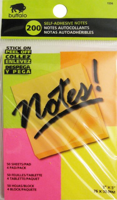 ADHESIVE NOTES 1.5x2 NEON 200