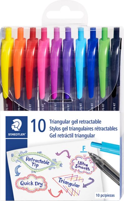 TRIANG GEL RETRACT. PENS, 10PC