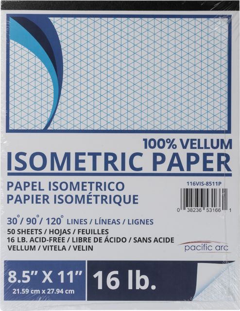 Professional 16 lb. Lightweight Tracing Vellum; superior translucency and strength; isometric grid. 8.5''x11'', 50-sheet pad.