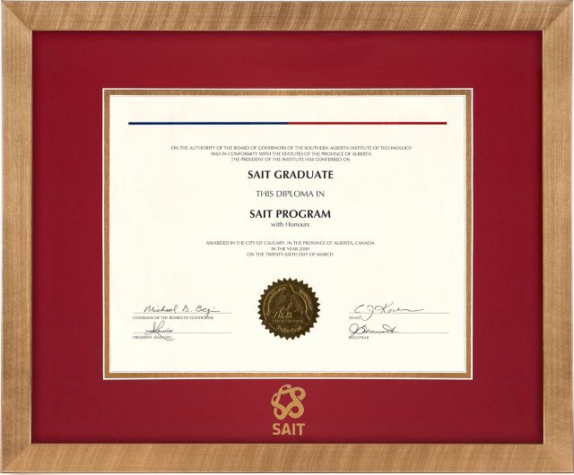 Southern Alberta Institute of Technology 13x16 Florentine Diploma Frame