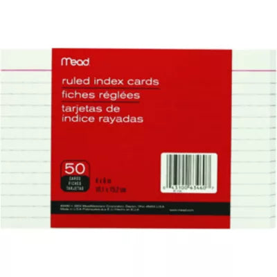 INDEXCARD 50CT 4x6" RULED - New (SKU: 8392817)